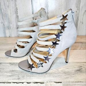 Katy Perry The Stella Womens Heels Faux Suede Silver Stars Size 10 New w/o Box